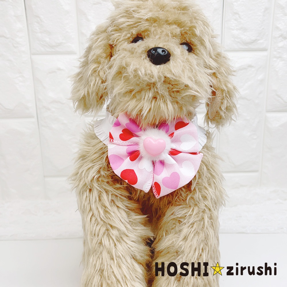 ハートリボンのバレンタインチョーカー【20個入り】 Pet choker Dog