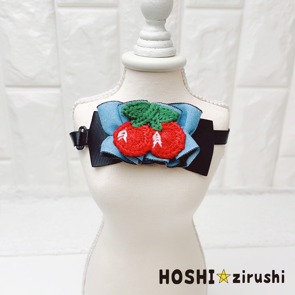 くしゅっとデニムのフルーツチョーカー【20個入り】 Pet choker Dog collar Pet ribbon Pet accessories