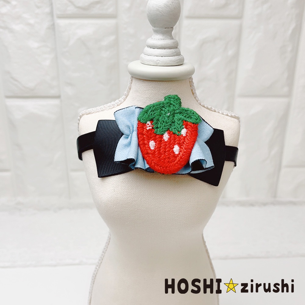 くしゅっとデニムのフルーツチョーカー【20個入り】 Pet choker Dog collar Pet ribbon Pet accessories