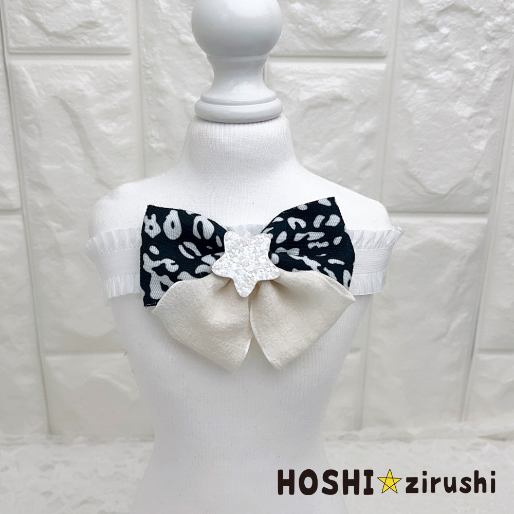 ヒョウ柄とナチュラルりぼんのコラボチョーカー【20個入り】 Pet