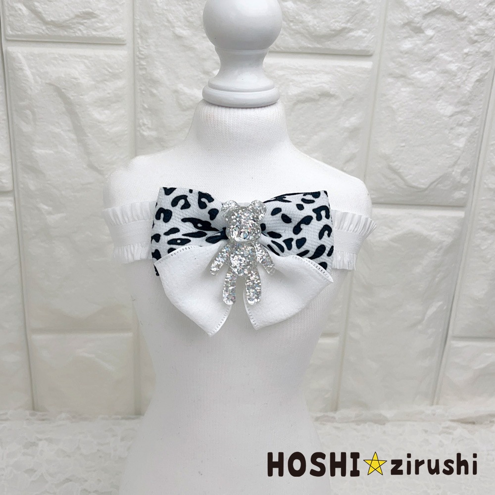 ヒョウ柄とナチュラルりぼんのコラボチョーカー【20個入り】 Pet