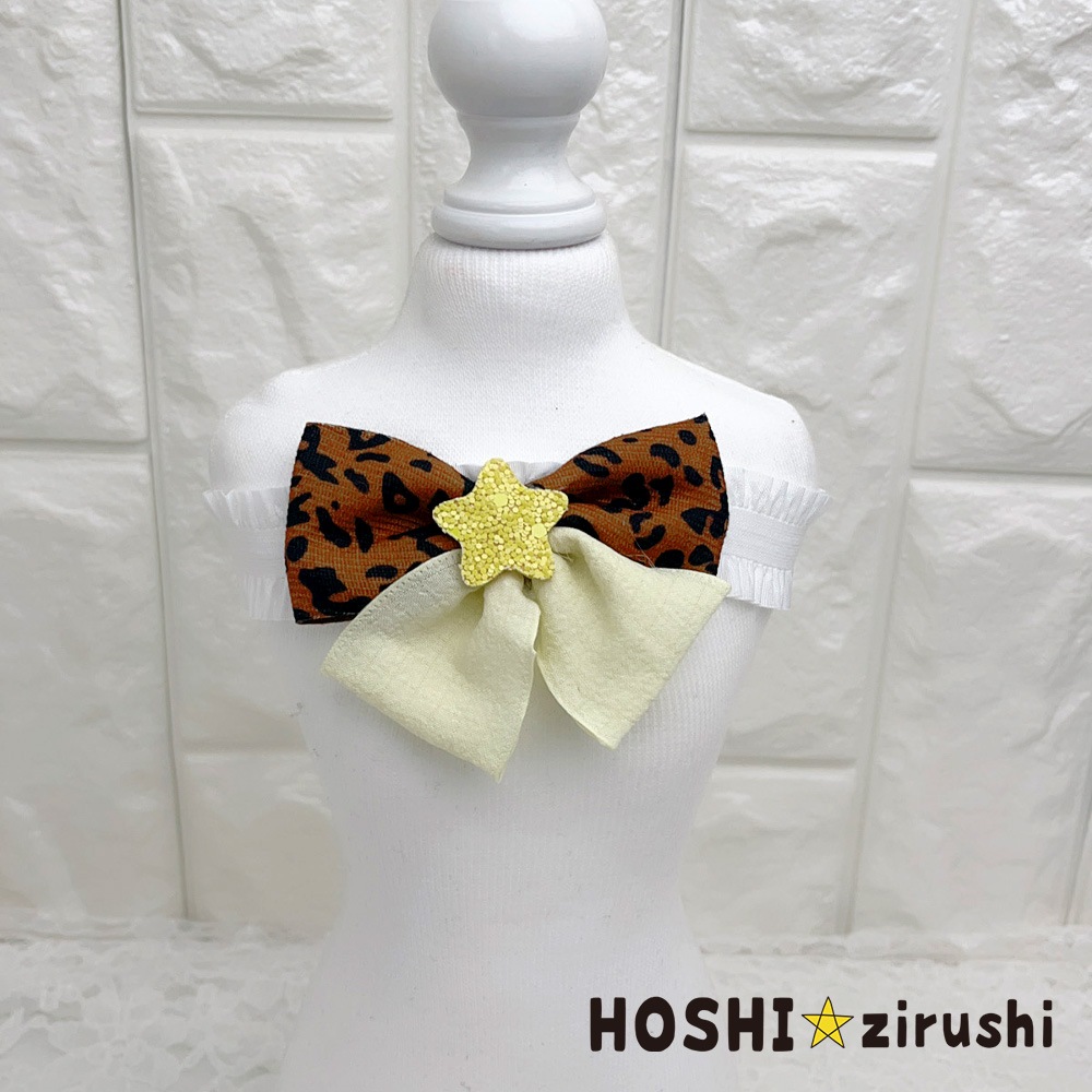 ヒョウ柄とナチュラルりぼんのコラボチョーカー【20個入り】 Pet