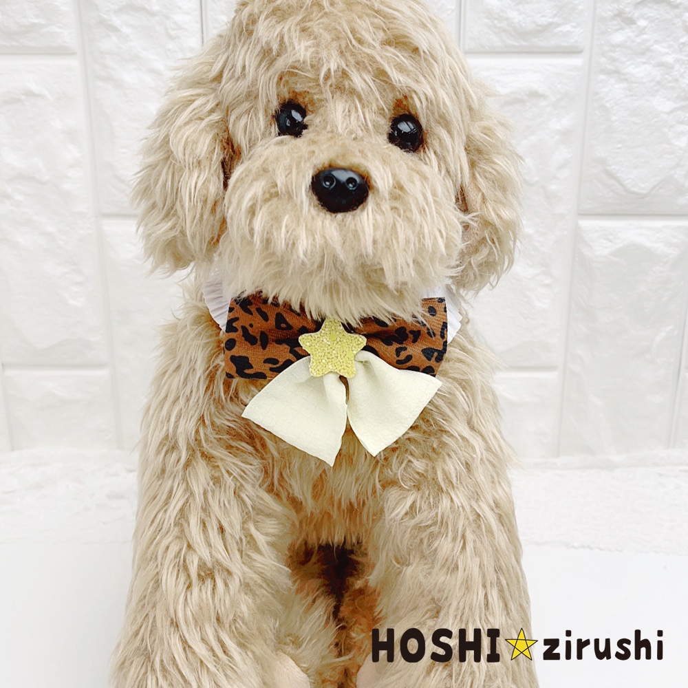ヒョウ柄とナチュラルりぼんのコラボチョーカー【20個入り】 Pet