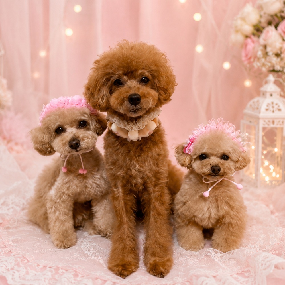 レースのガーリーヘアバンド【3個入り】　 Pet choker Dog collar Pet ribbon Pet accessories