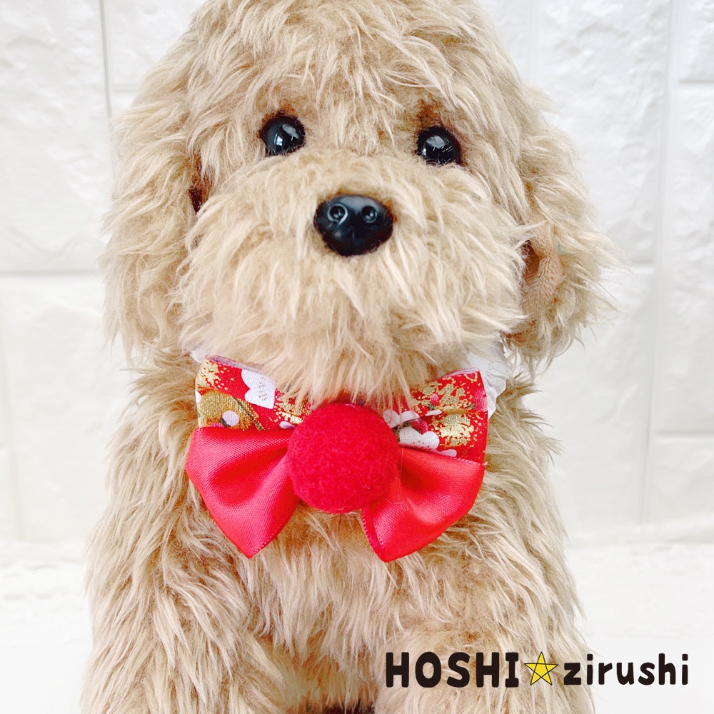 大きなポンポンがキュートなお正月チョーカー【20個入り】 Pet choker