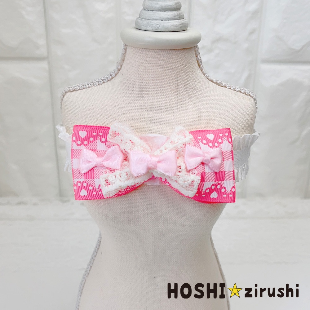 トリプルリボン付チェックチョーカー【20個入り】 Pet choker Dog collar Pet ribbon Pet accessories