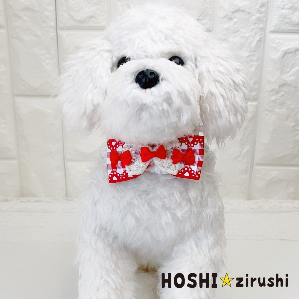 トリプルリボン付チェックチョーカー【20個入り】 Pet choker Dog collar Pet ribbon Pet accessories
