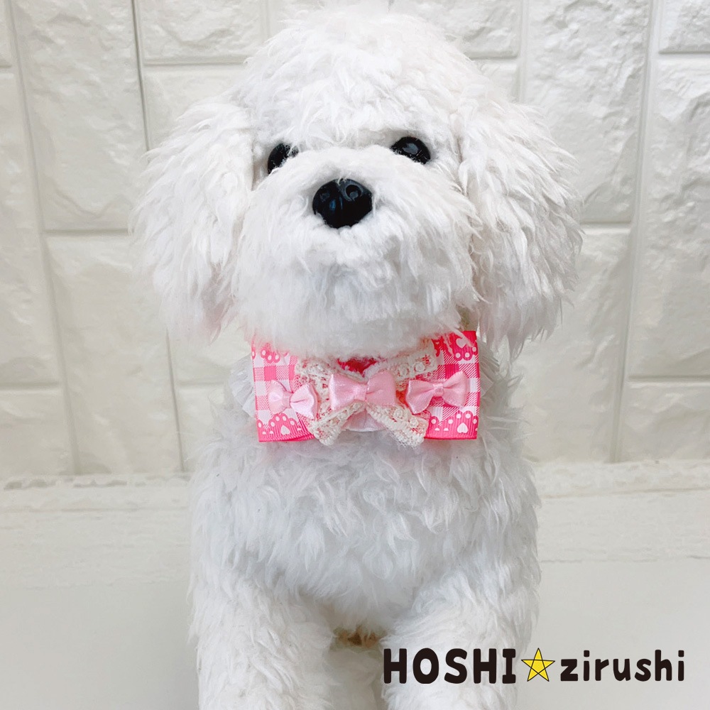 トリプルリボン付チェックチョーカー【20個入り】 Pet choker Dog collar Pet ribbon Pet accessories