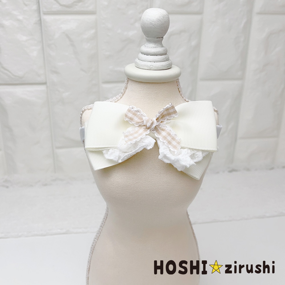 フレンチチェックのコットンフリルチョーカー【20個入り】 Pet choker