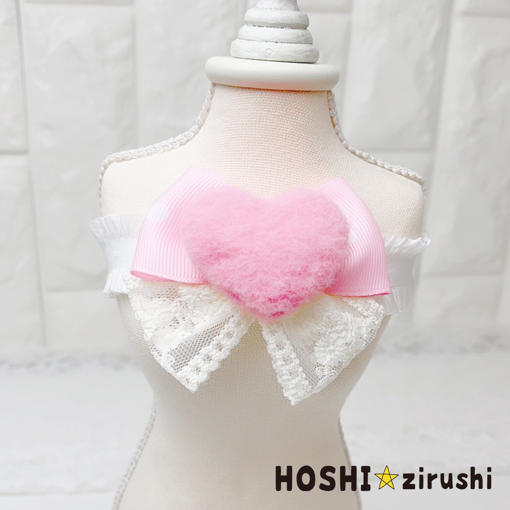 ふわふわハートのラブリーチョーカー【20個入り】 Pet choker Dog collar Pet ribbon Pet accessories