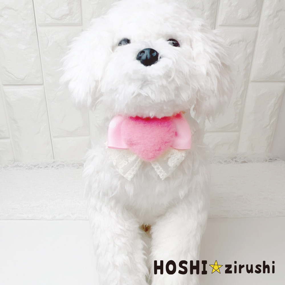 ふわふわハートのラブリーチョーカー【20個入り】 Pet choker Dog collar Pet ribbon Pet accessories
