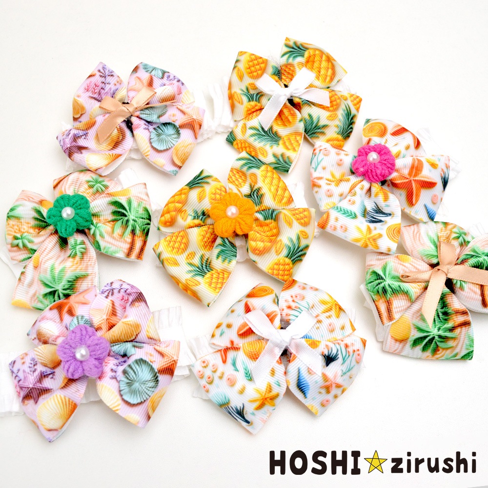 姫香ページ トリミングチョーカー 夏 夏柄チョーカー【20個入り】 Pet choker Dog collar Pet ribbon