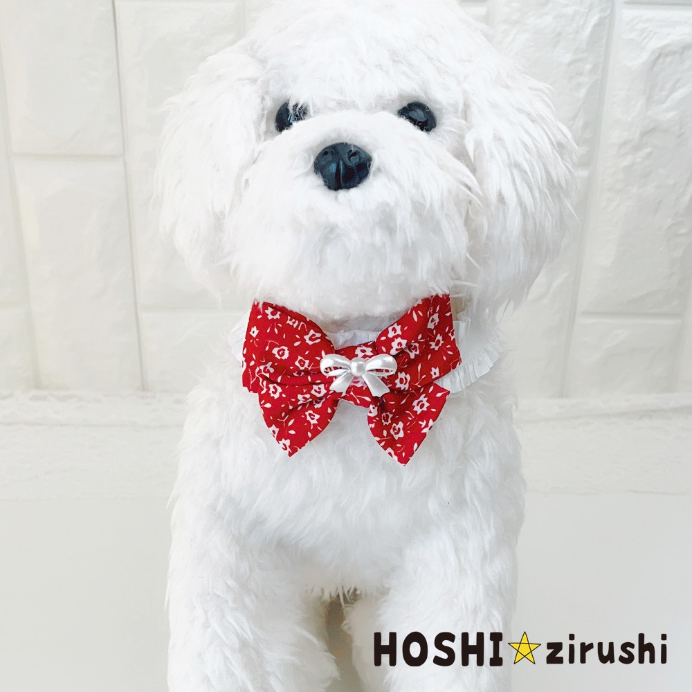 トリミングチョーカー　【183】 セピアなドットリボンチョーカー【20個入り】 Pet choker Dog collar