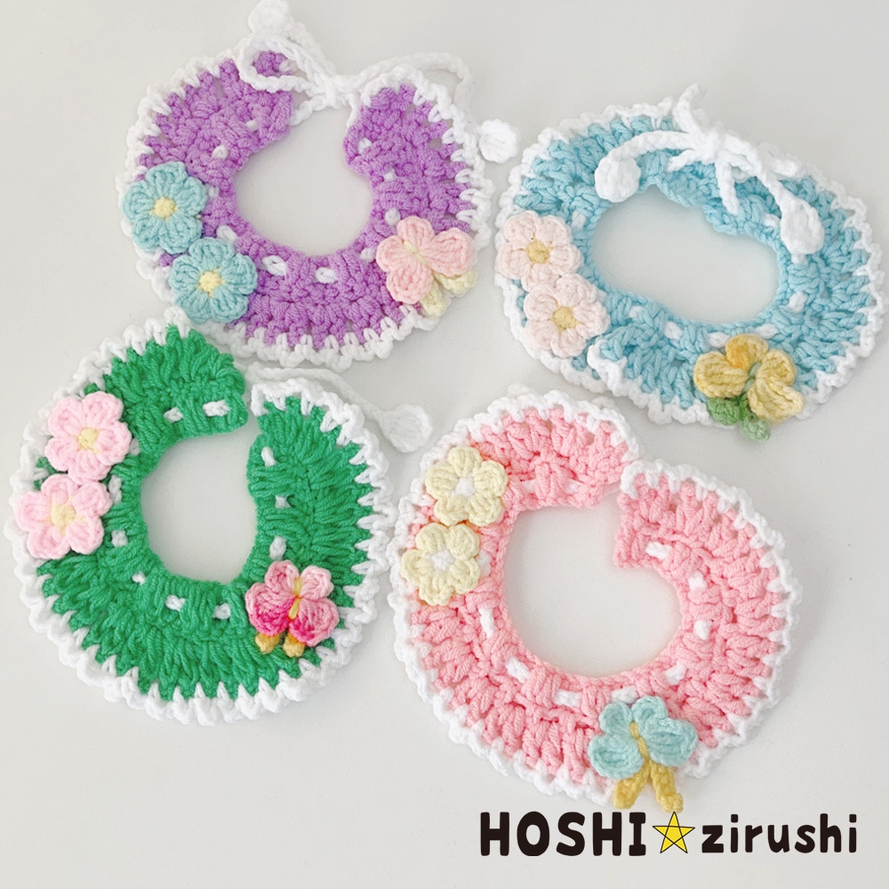 桜咲く春色ニットエプロン【10個入り】 Pet choker Dog collar Pet ribbon Pet accessories