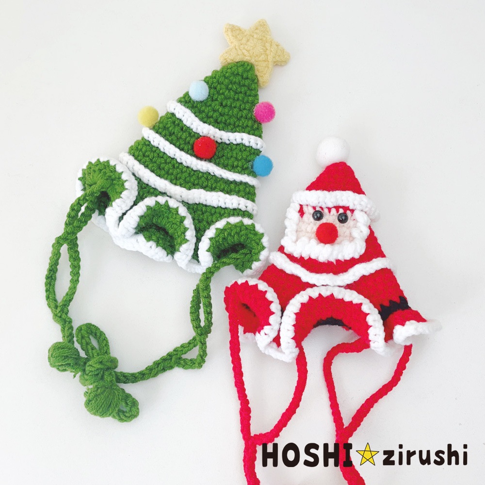 メルヘンクリスマスハット（2枚組）Pet choker Dog collar Pet ribbon