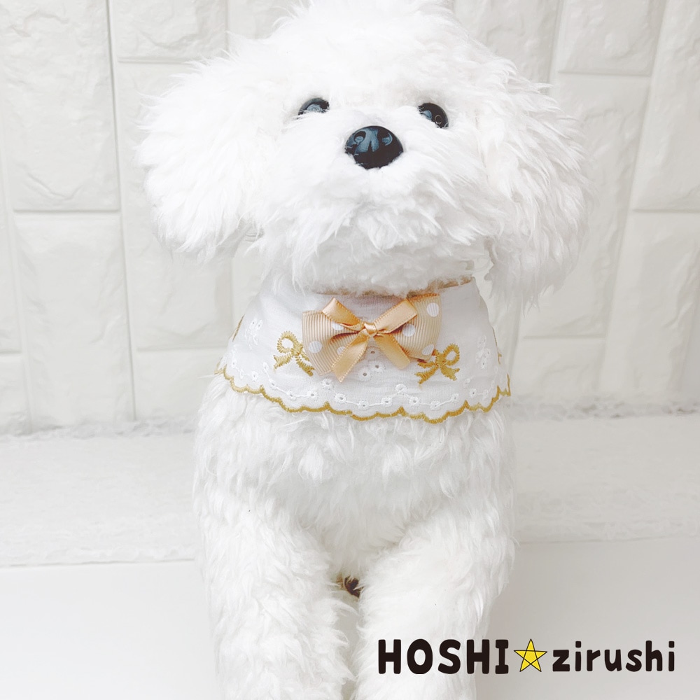 リボンの刺繍の韓国風チョーカー【10枚入】 Pet choker Dog collar