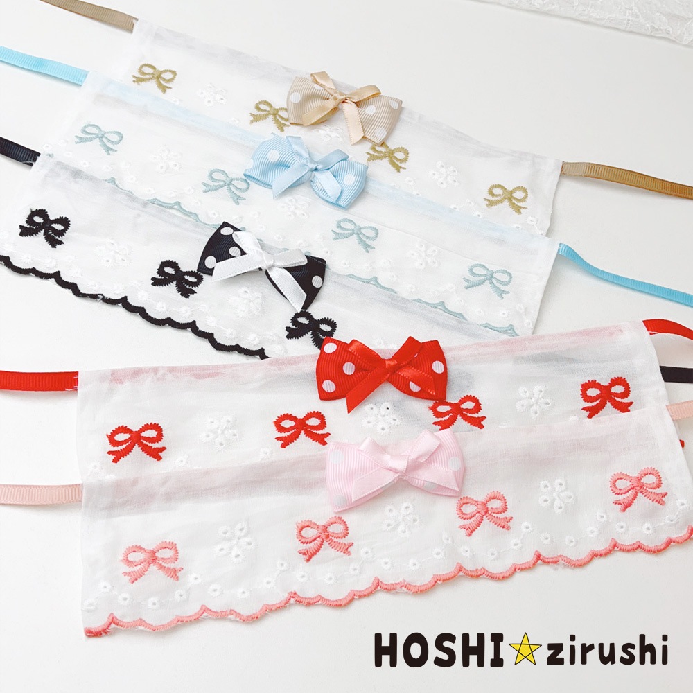 リボンの刺繍の韓国風チョーカー【10枚入】 Pet choker Dog collar