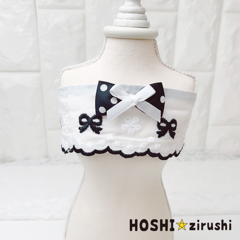 リボンの刺繍の韓国風チョーカー【10枚入】 Pet choker Dog collar