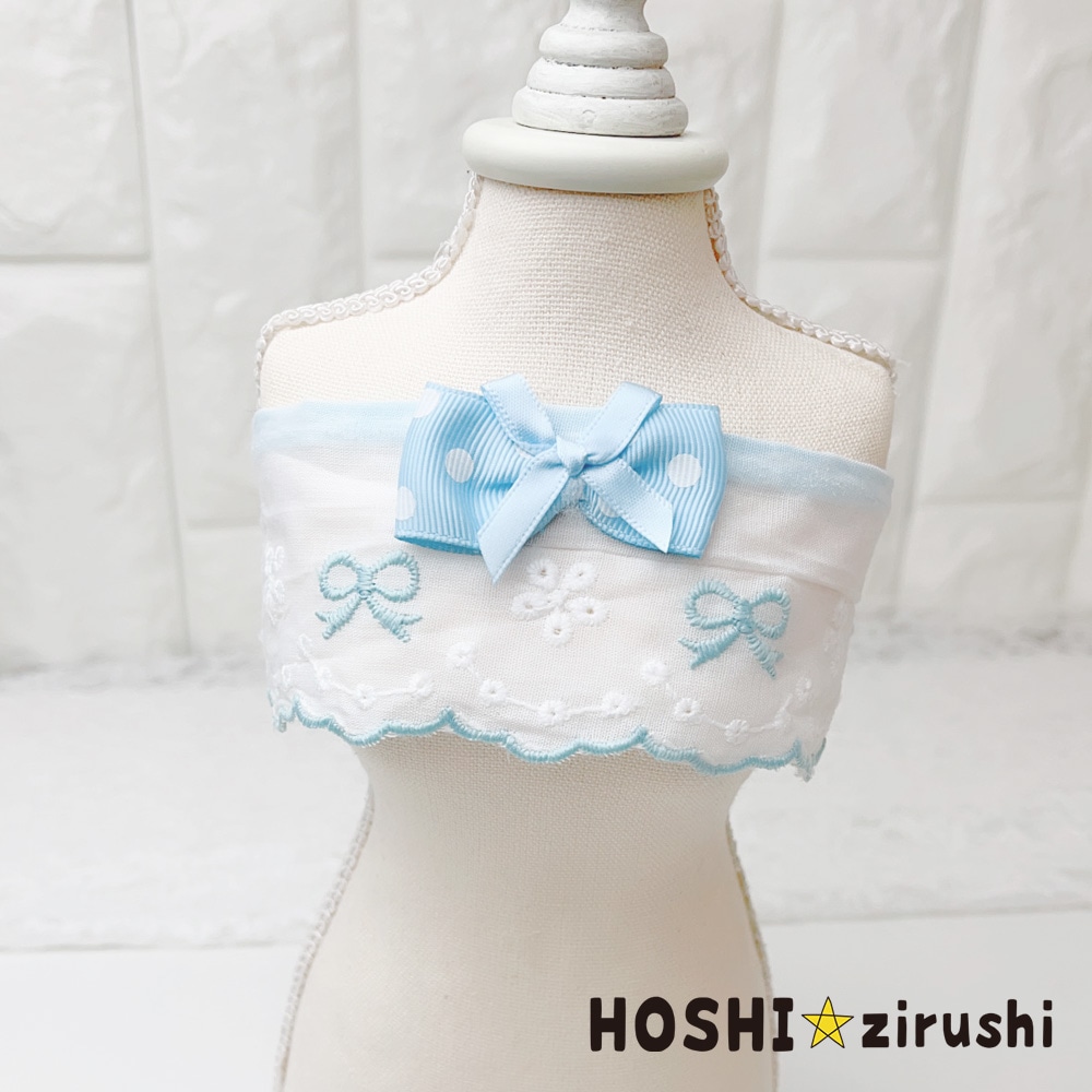 リボンの刺繍の韓国風チョーカー【10枚入】 Pet choker Dog collar