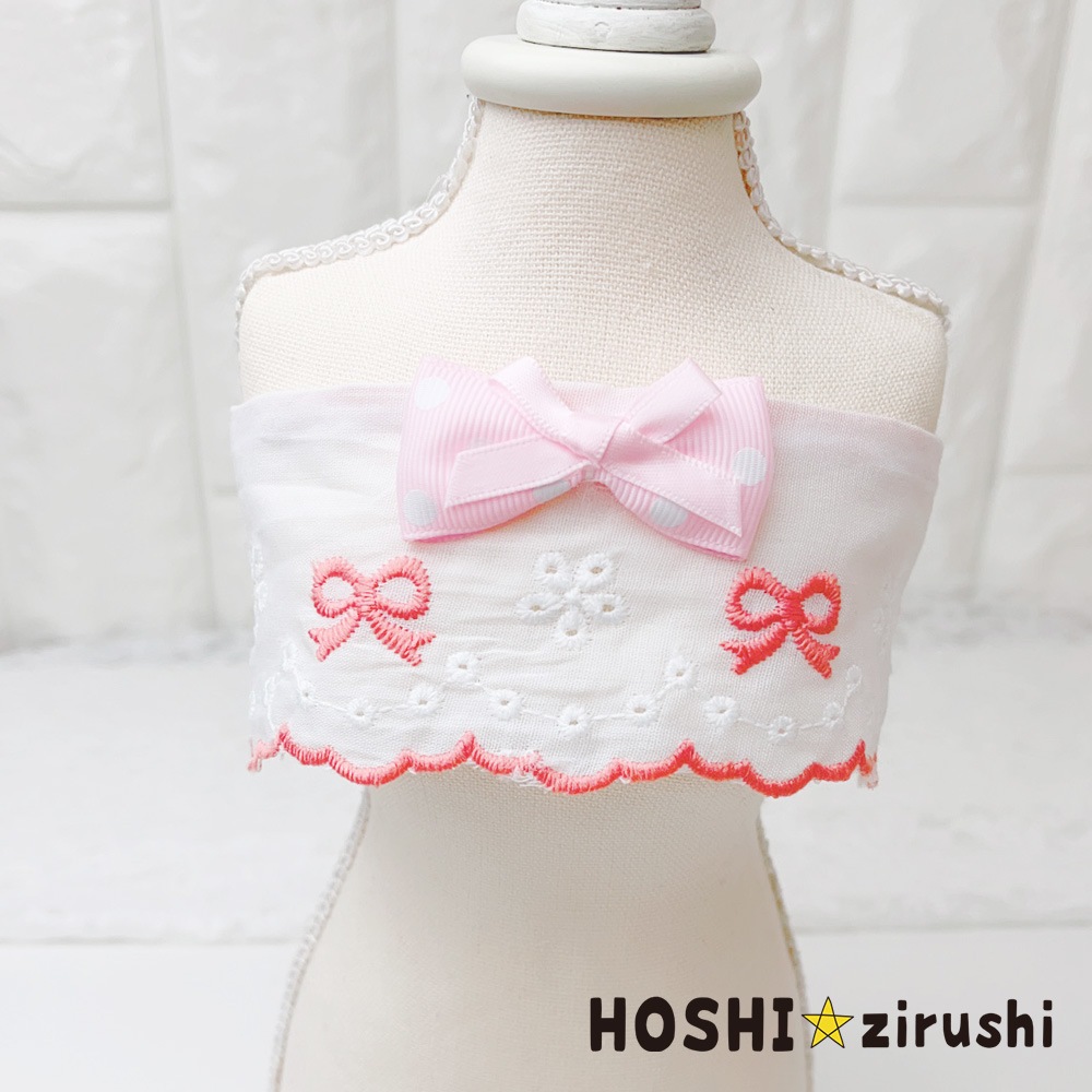 リボンの刺繍の韓国風チョーカー【10枚入】 Pet choker Dog collar Pet ribbon Pet accessories