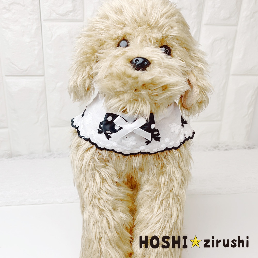 リボンの刺繍の韓国風チョーカー【10枚入】 Pet choker Dog collar