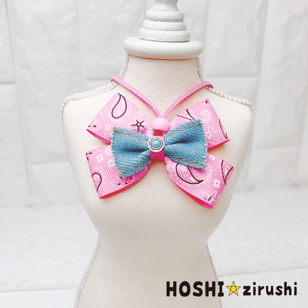 ペイズリーとデニムのペンダント【20個入り】 Pet choker Dog collar Pet ribbon Pet accessories pendant