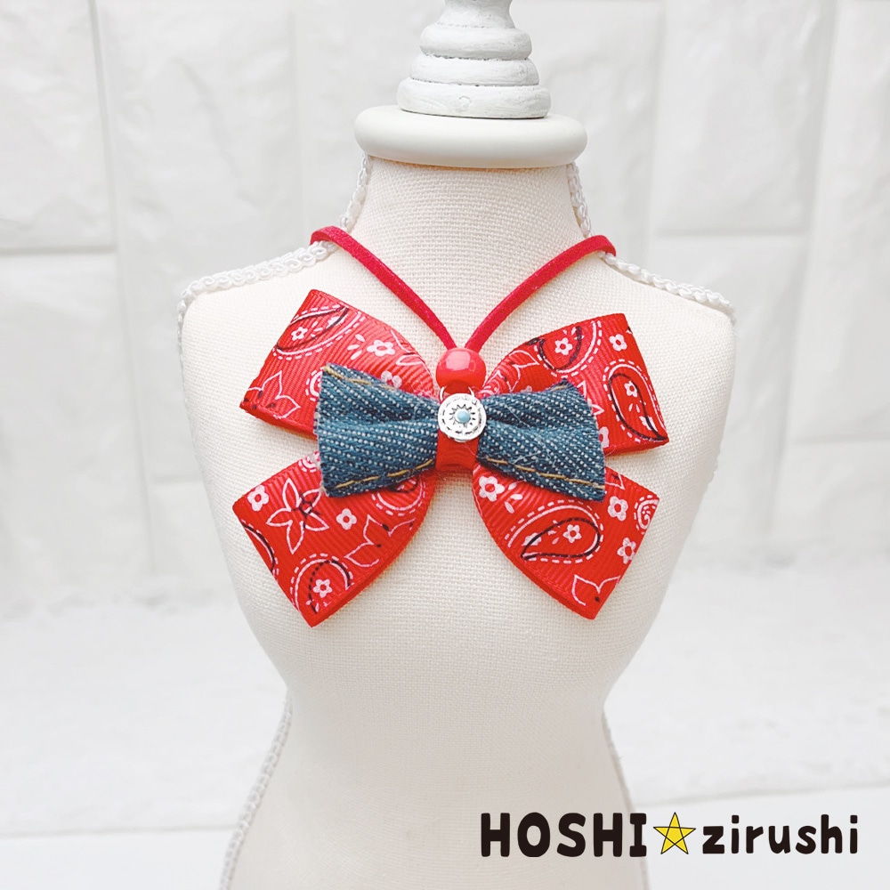 ペイズリーとデニムのペンダント【20個入り】 Pet choker Dog collar Pet ribbon Pet accessories pendant