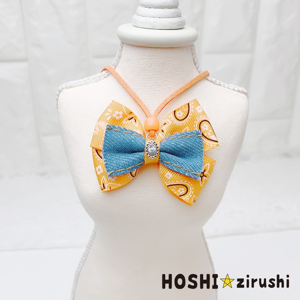 ペイズリーとデニムのペンダント【20個入り】 Pet choker Dog collar Pet ribbon Pet accessories pendant