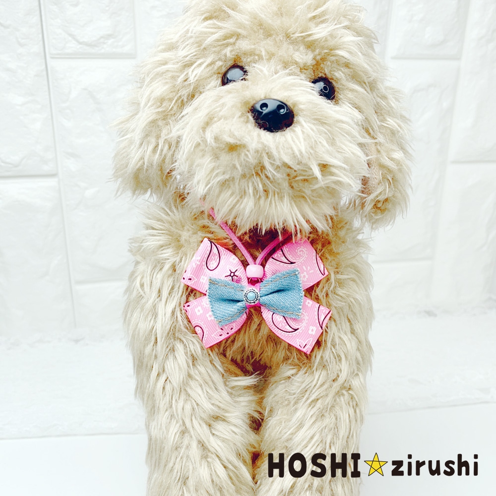 ペイズリーとデニムのペンダント【20個入り】 Pet choker Dog collar