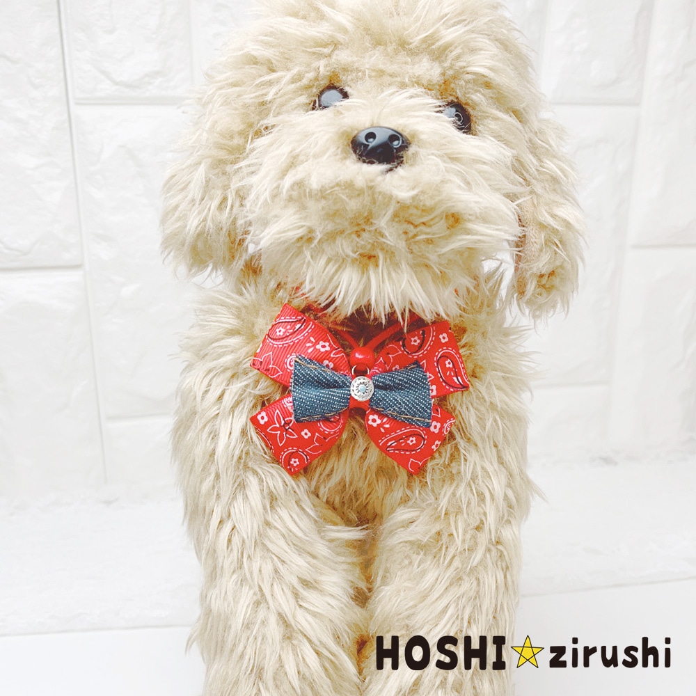 ペイズリーとデニムのペンダント【20個入り】 Pet choker Dog collar Pet ribbon Pet accessories pendant