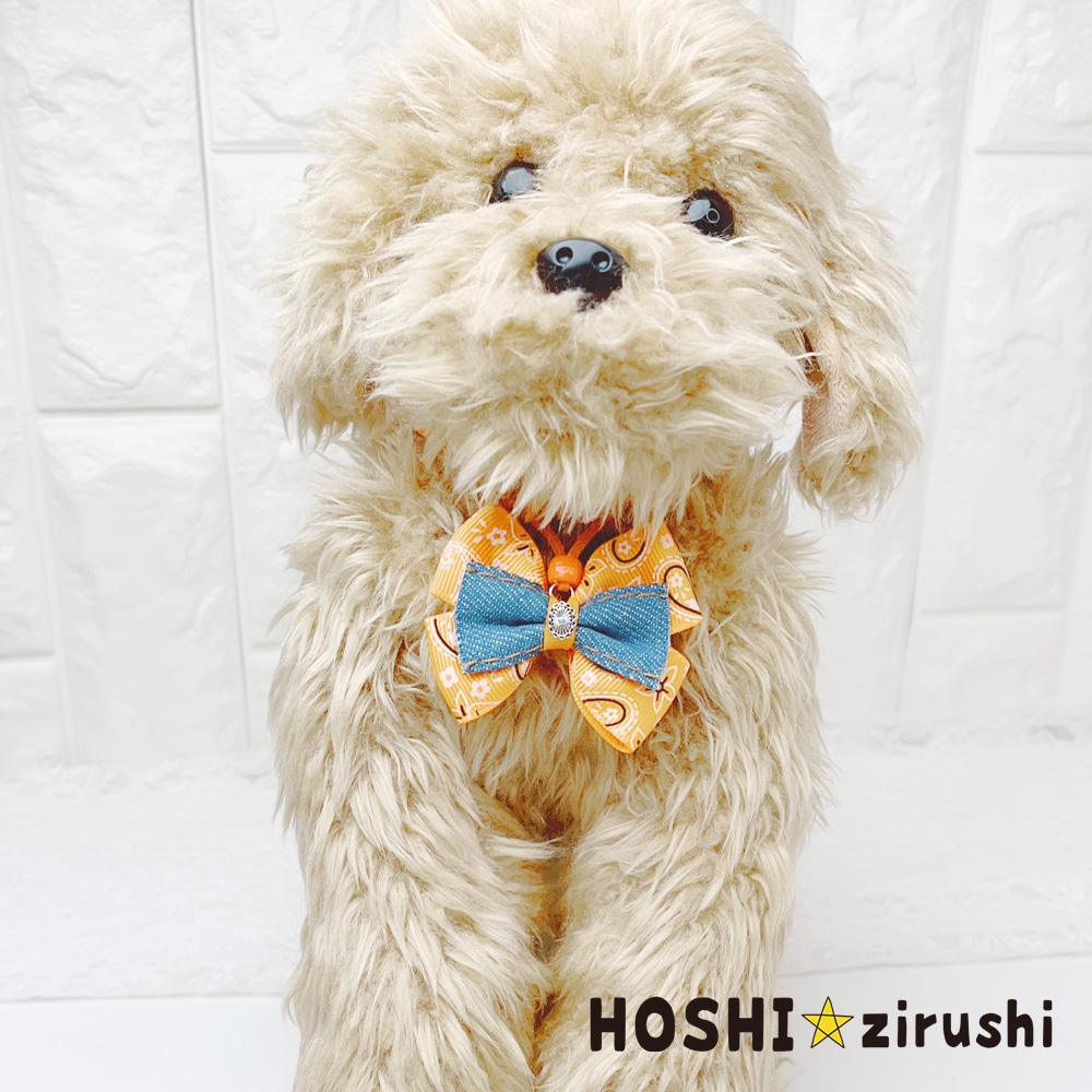 ペイズリーとデニムのペンダント【20個入り】 Pet choker Dog collar Pet ribbon Pet accessories pendant