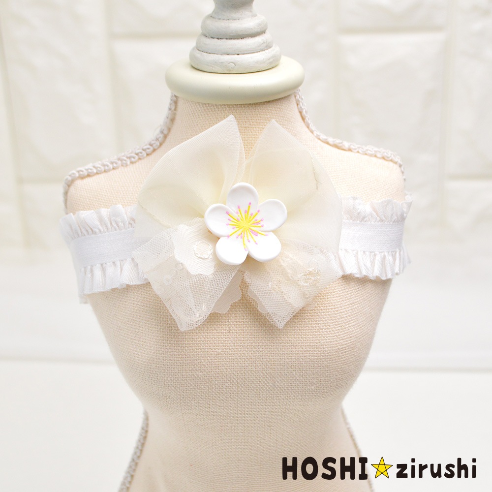シースルーリボンの桜チョーカー（タイプ2）【20個入り】 Pet choker Dog collar Pet ribbon Pet accessories