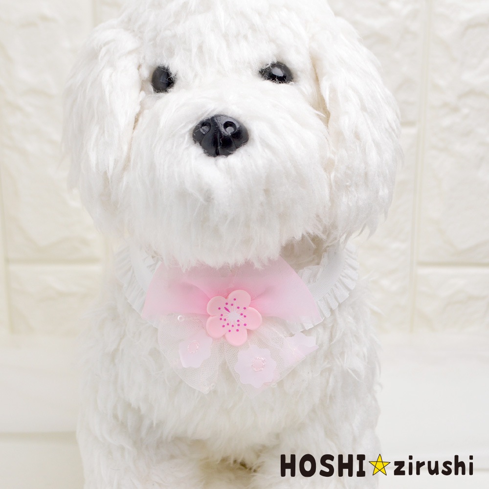 シースルーリボンの桜チョーカー（タイプ2）【20個入り】 Pet choker Dog collar Pet ribbon Pet accessories