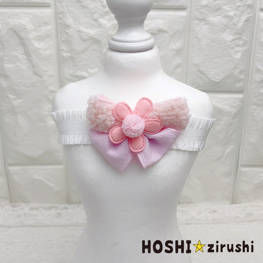 もこもこリボンのフラワーチョーカー【20個入り】 Pet choker Dog collar Pet ribbon Pet accessories
