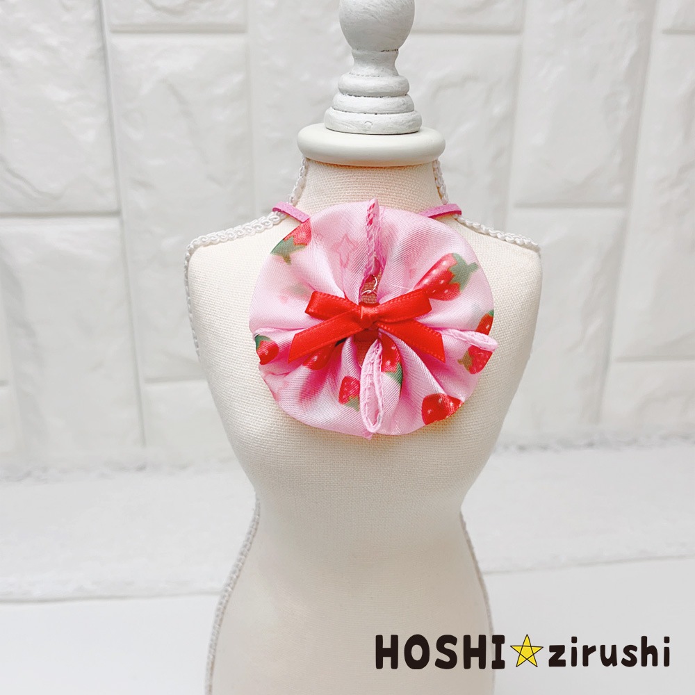 イチゴ柄リボンペンダント【20個入り】 Pet choker Dog collar Pet ribbon Pet accessories pendant
