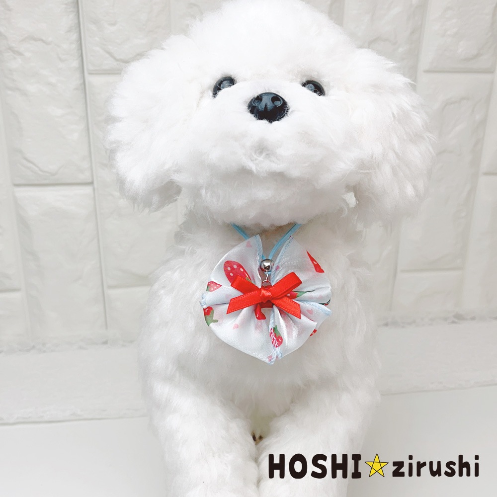 イチゴ柄リボンペンダント【20個入り】 Pet choker Dog collar Pet ribbon Pet accessories pendant