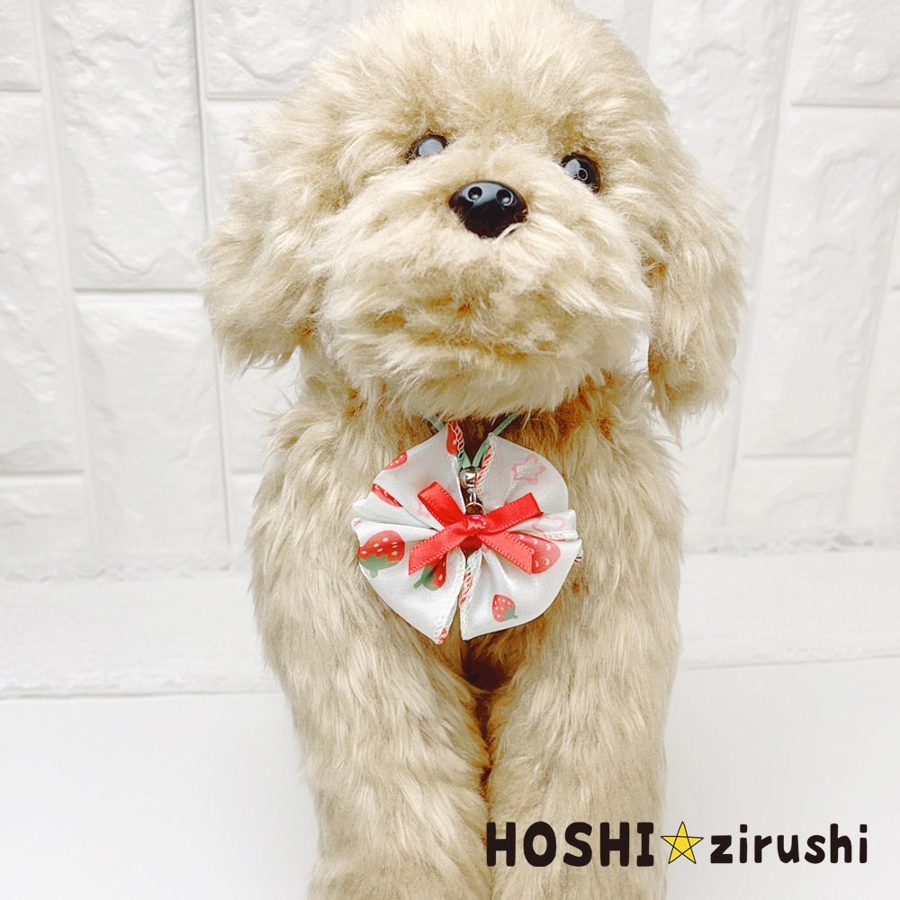 イチゴ柄リボンペンダント【20個入り】 Pet choker Dog collar Pet ribbon Pet accessories pendant