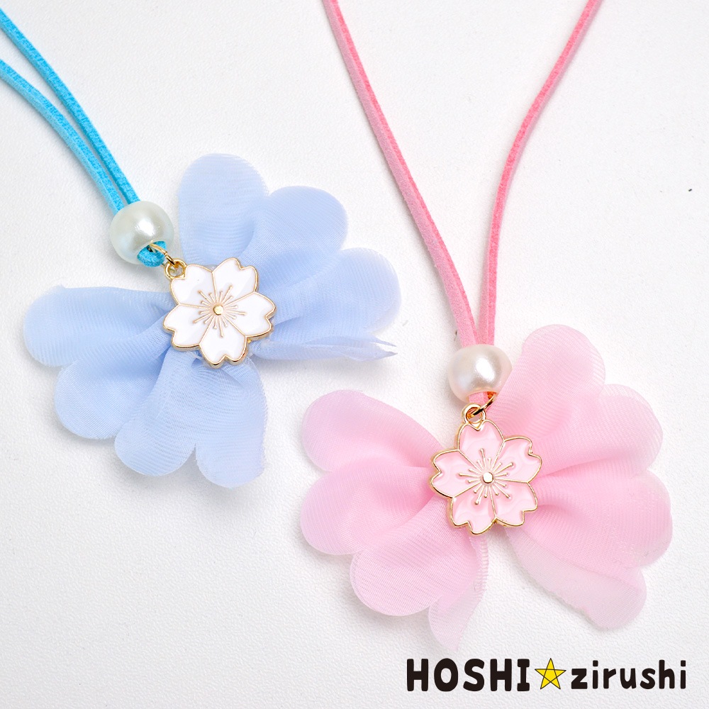 シースルーリボン桜ペンダント【20個入り】 Pet choker Dog collar Pet ribbon Pet accessories pendant