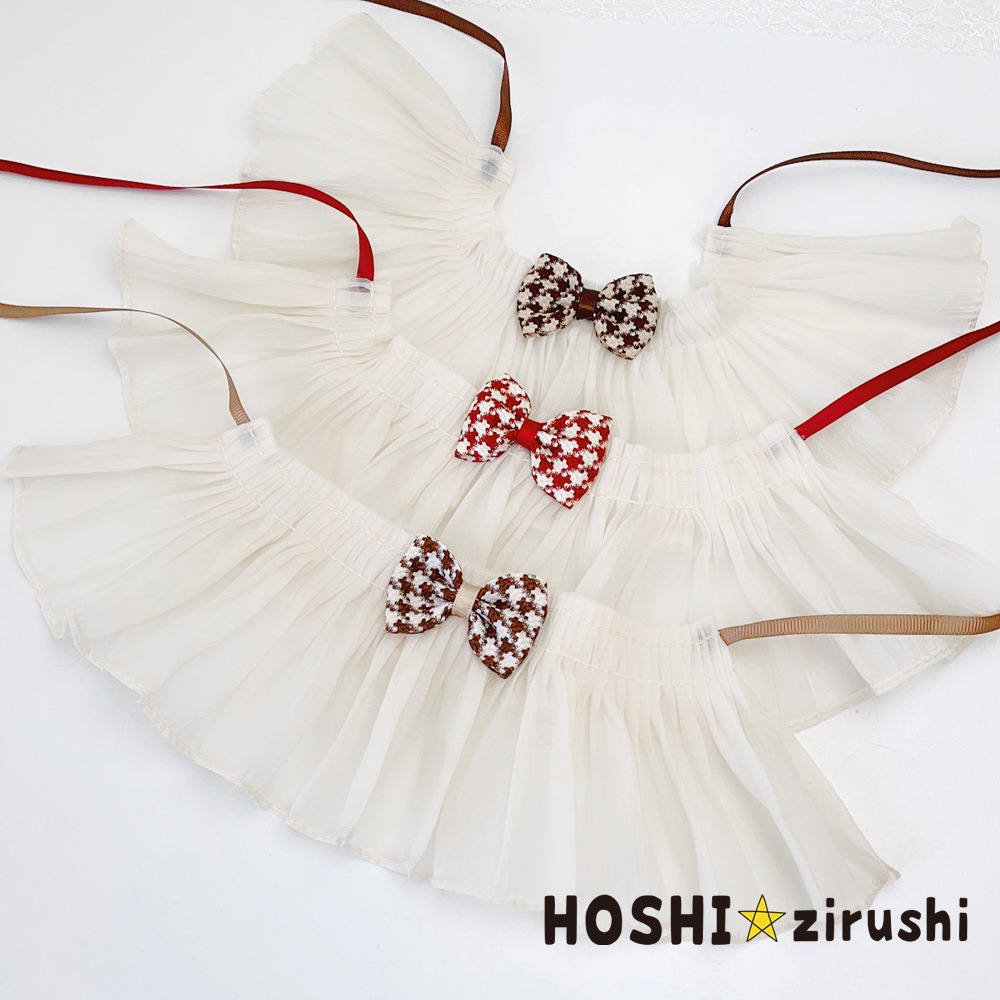 チェックリボンのナチュラル韓国風チョーカー 【20個入り】 Pet choker