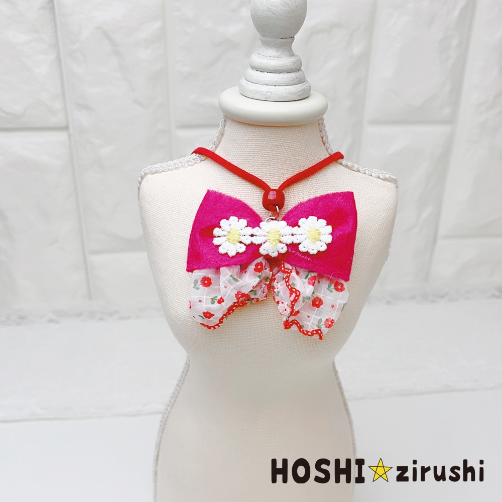 フエルトリボンとお花のペンダント【20個入り】 Pet choker Dog collar Pet ribbon Pet accessories pendant