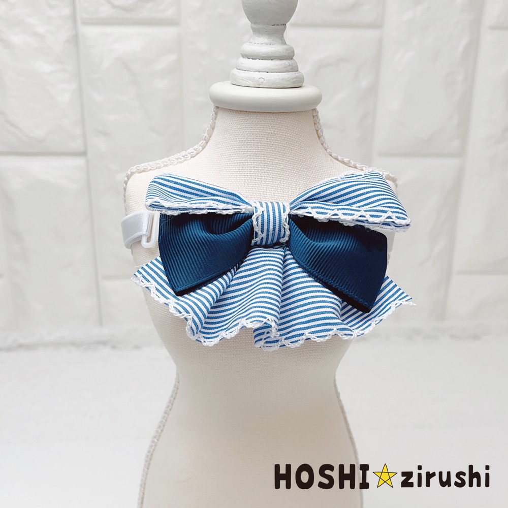 ブルーストライプフリルチョーカー【20個入り】 Pet choker Dog collar Pet ribbon Pet accessories