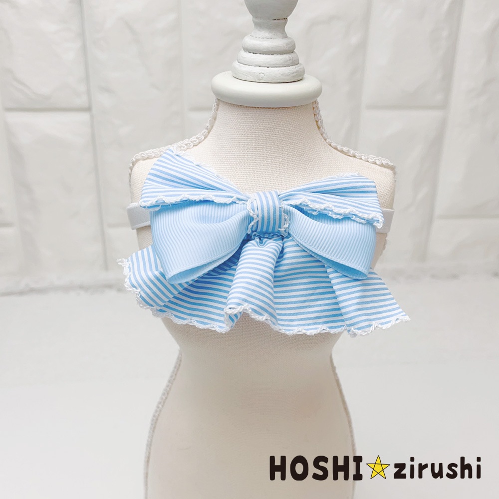 ブルーストライプフリルチョーカー【20個入り】 Pet choker Dog collar Pet ribbon Pet accessories