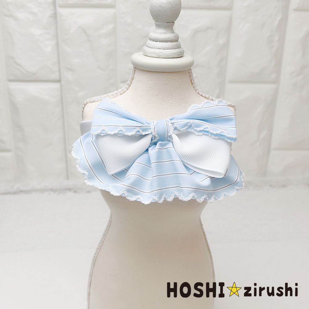 ブルーストライプフリルチョーカー【20個入り】 Pet choker Dog collar Pet ribbon Pet accessories