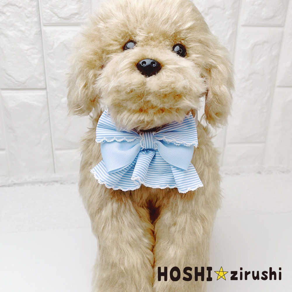 ブルーストライプフリルチョーカー【20個入り】 Pet choker Dog collar Pet ribbon Pet accessories