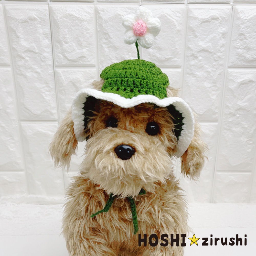 帽子にお花ぴょん【10個入り】Pet choker Dog collar Pet ribbon Pet accessories pendant
