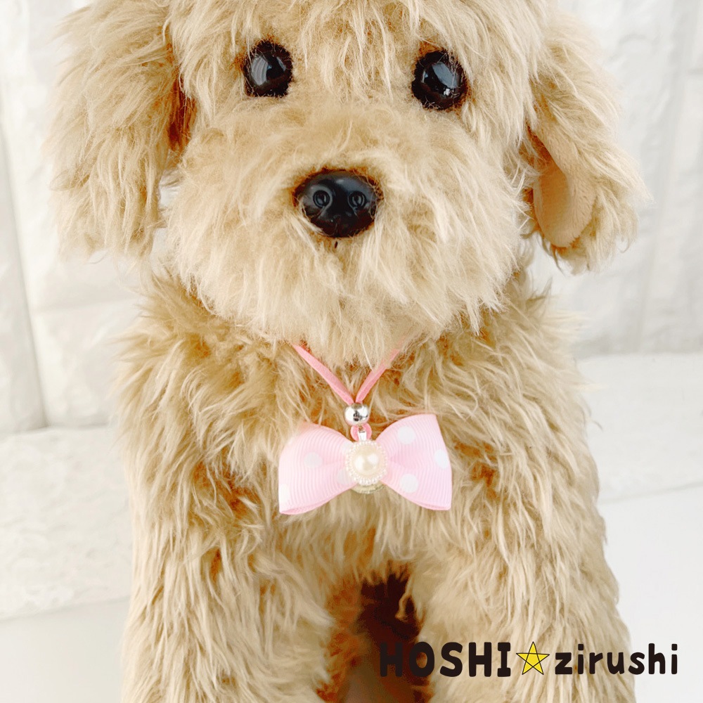 おしゃれなドットリボンペンダント【20個入り】 Pet choker Dog collar Pet ribbon Pet accessories pendant