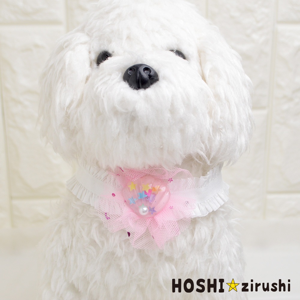 シースルーリボン付シェルチョーカー【20個入り】 Pet choker Dog collar Pet ribbon Pet accessories