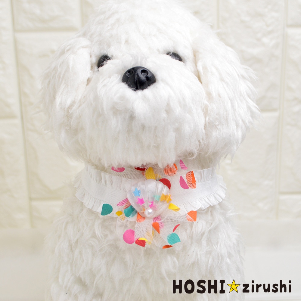 うめぼし☆パステル5色ホワイトバラリボントリミングチョーカー お花リボン【40個入り】 | すべての商品 | トリミングチョーカー