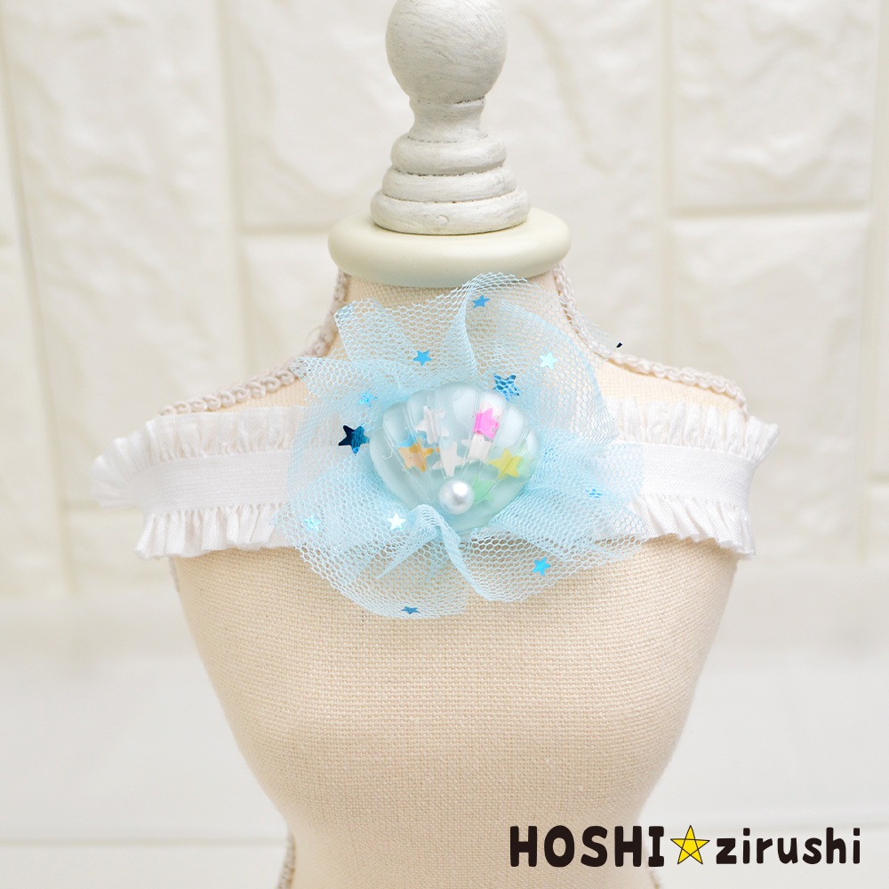 シースルーリボン付シェルチョーカー【20個入り】 Pet choker Dog collar Pet ribbon Pet accessories