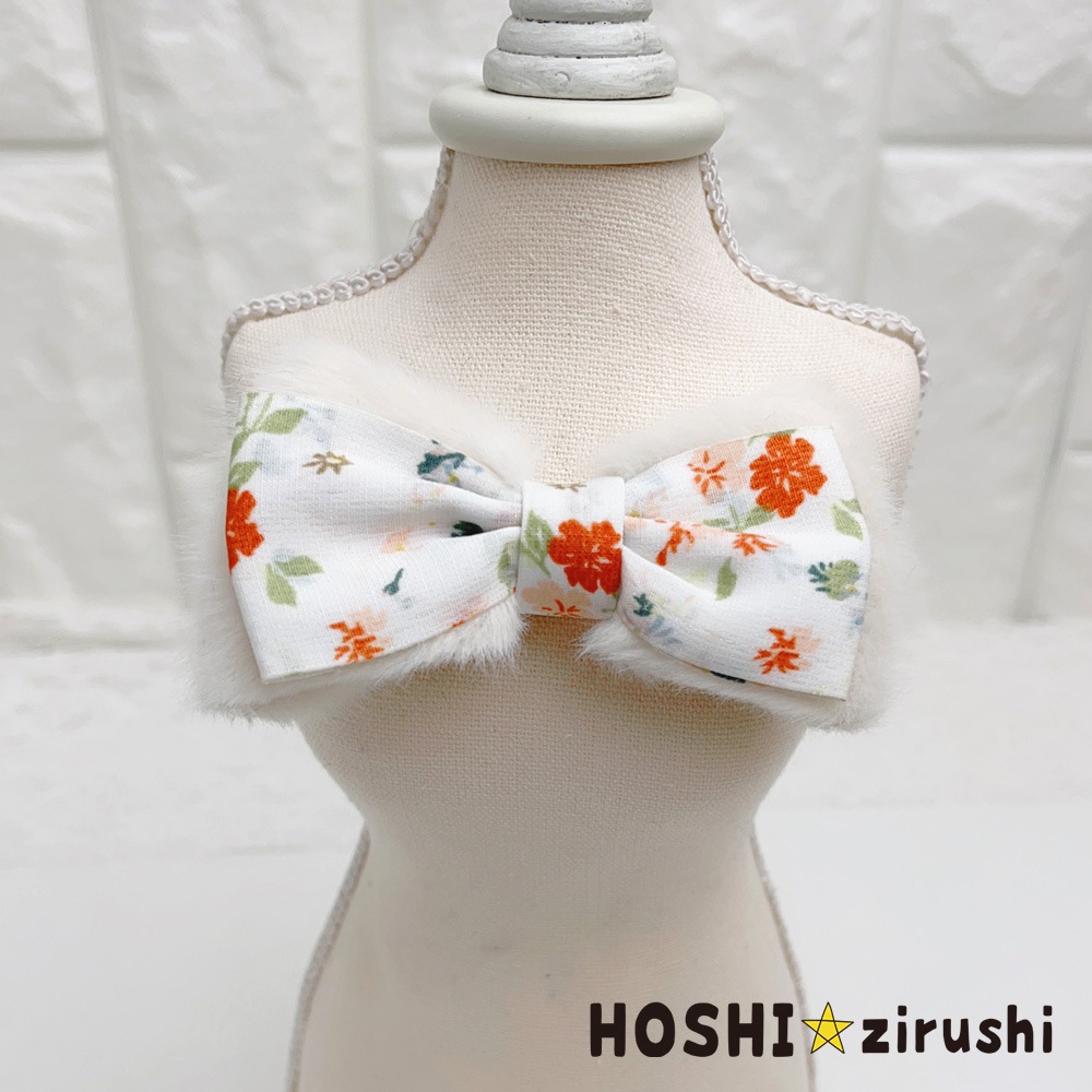 花柄のファーチョーカー【20個入り】 Pet choker Dog collar Pet